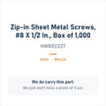 Malco HW8X1/2ZT Zip-In Sheet Metal Screws, #8 x 1/2 in., Box of 1,000 - genuine OEM appliance part, photo coming soon