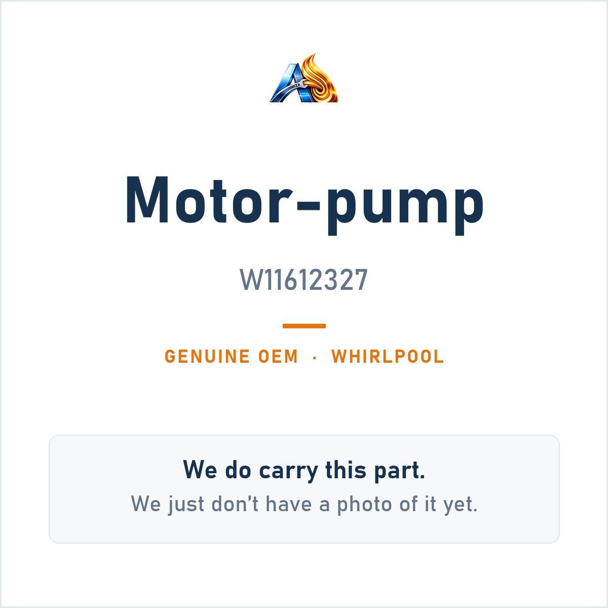 Whirlpool W11612327 Motor-Pump - genuine OEM appliance part, photo coming soon