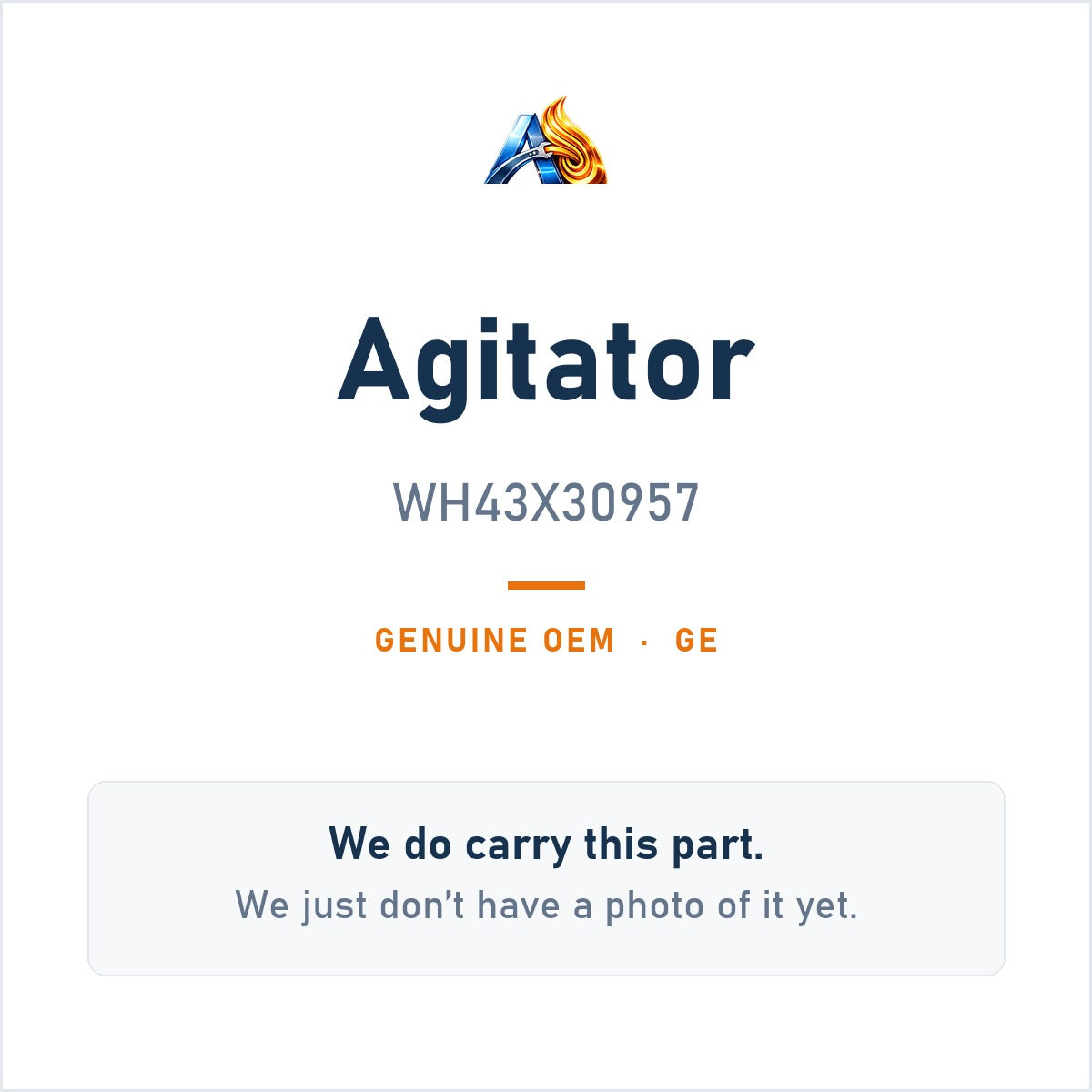 GE WH43X30957 Agitator - genuine OEM appliance part, photo coming soon